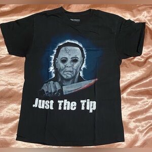 Black Graphic Tee with Horror Print